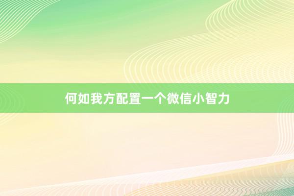 何如我方配置一个微信小智力