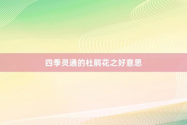 四季灵通的杜鹃花之好意思