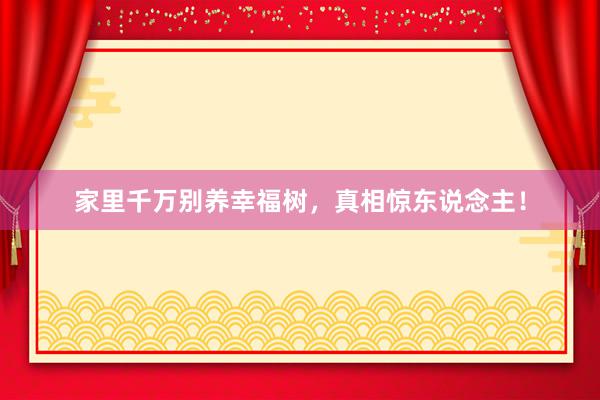 家里千万别养幸福树，真相惊东说念主！