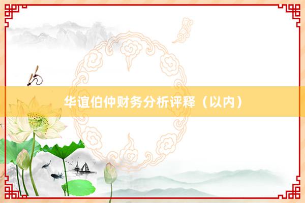 华谊伯仲财务分析评释（以内）